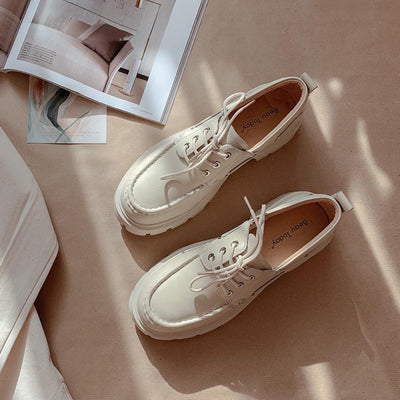 Baletas Plataforma de Cuero Suave Estilo Británico para Mujer - Image 5