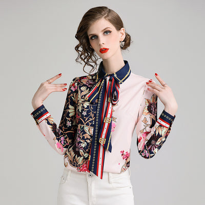 Blusa Moldeadora con Estampado de Flores y Moño - Image 8