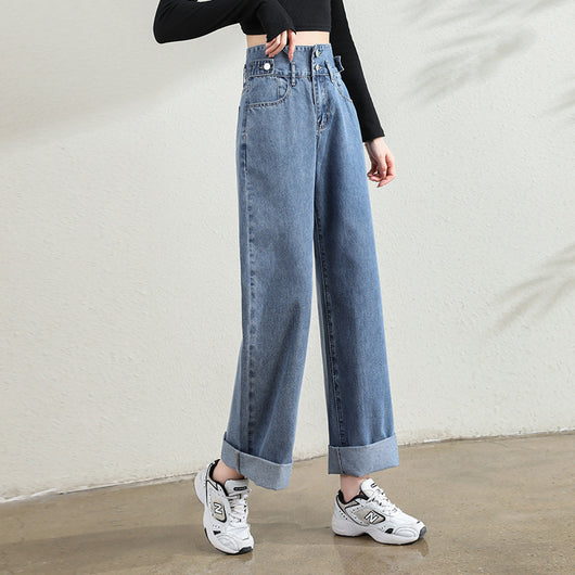 Jeans Rectos Cintura Alta Doble Botonadura para Mujer - Image 11