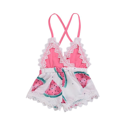 Enterizo Corto de Encaje con Estampado de Sandía y Halter - Image 2