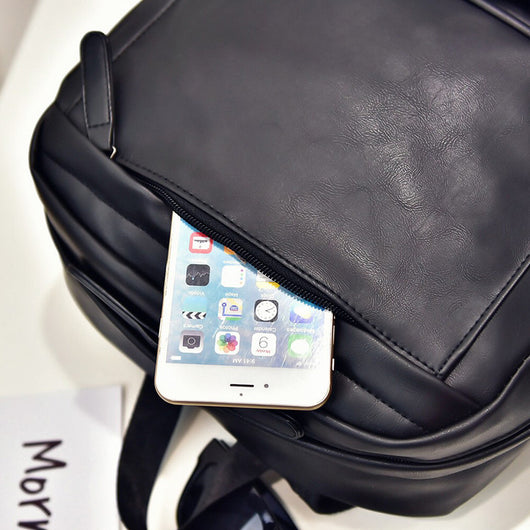 Mochila Casual Retro de Cuero para Hombre - Bolsa para Computadora y Viajes - Image 4