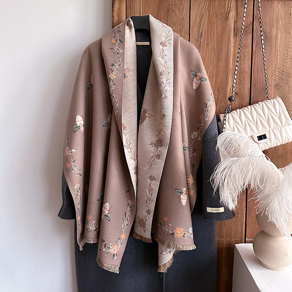 Chal de Cachemira Retro Tejido para Mujer - Abrigo Cálido Otoño Invierno