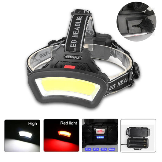 Linterna Frontal LED COB de Largo Alcance con Batería Recargable USB - Image 3
