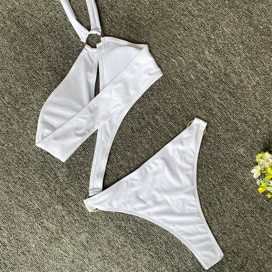 Traje de baño bikini con cuello colgante y abertura lateral - Image 32