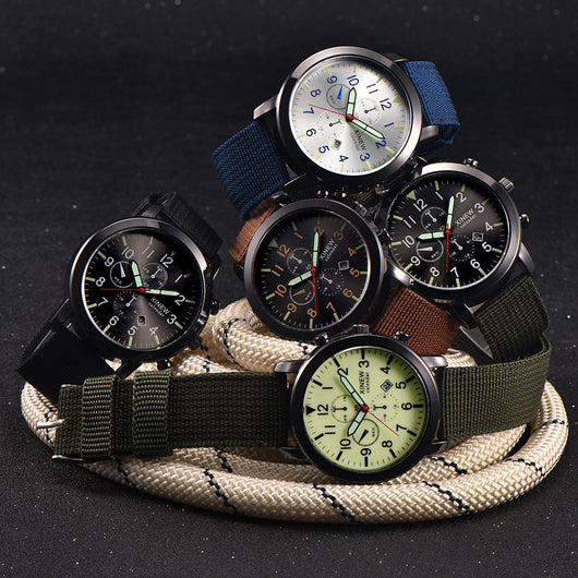 Reloj de Pulsera Hombre Banda Nylon Calendario Cuarzo - Image 3