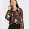 Camisa de Manga Larga Floral Fondo Marrón