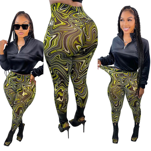 Pantalones Casuales Estampado de Cintura Alta - Image 9