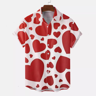 Camisa Casual Slim Estampado 3D Playa Manga Corta para Hombre - Image 14