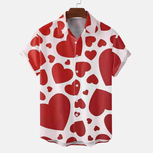 Camisa Casual Slim Estampado 3D Playa Manga Corta para Hombre - Image 14