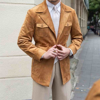 Abrigo Trench Casual Italiano de Bolsillos Múltiples para Hombre - Image 4