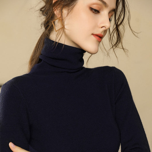 Suéter de Cuello Alto en Cashmere para Mujer Ajustado y Corto - Image 9
