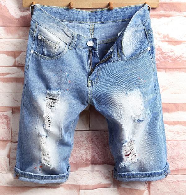Shorts de Mezclilla Rotos para Hombre