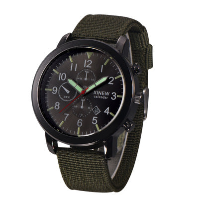 Reloj de Pulsera Hombre Banda Nylon Calendario Cuarzo
