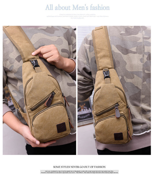 Bolsa de Pecho Canvas Estilo Coreano - Mochila Deportiva Multifuncional Hombre - Image 2