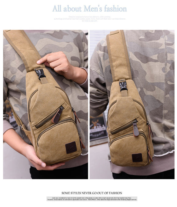 Bolsa de Pecho Canvas Estilo Coreano - Mochila Deportiva Multifuncional Hombre