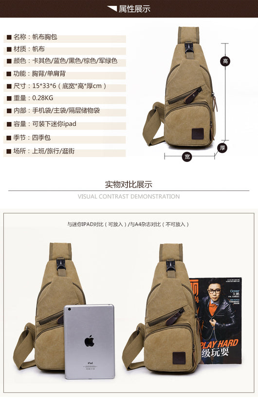 Bolsa de Pecho Canvas Estilo Coreano - Mochila Deportiva Multifuncional Hombre - Image 5