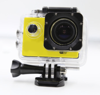 Pink 4K Ultra HD waterproof sport camera in a clear protective case with a black mount adapter. - Image 7