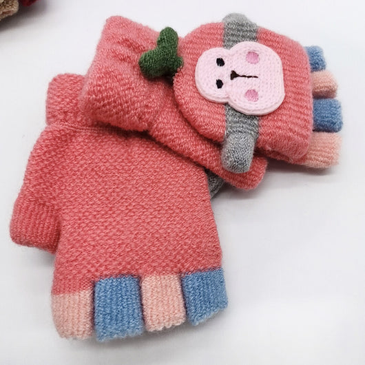 Guantes de Lana Tejida de Medio Dedo con Diseño de Mono - Image 8
