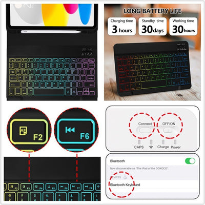 Funda iPad con Teclado Bluetooth Luminoso en Cuero Premium - Image 37