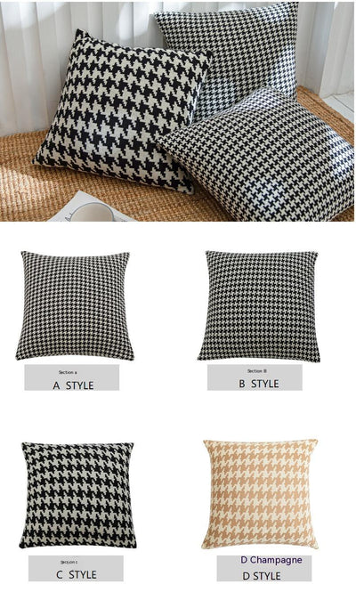 Funda de Cojín Houndstooth Nórdico Blanco y Negro Angsge - Image 12