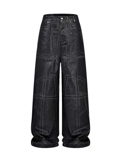 Pantalones Negros de Microfibra Elástica con Efecto Craquelado - Image 6