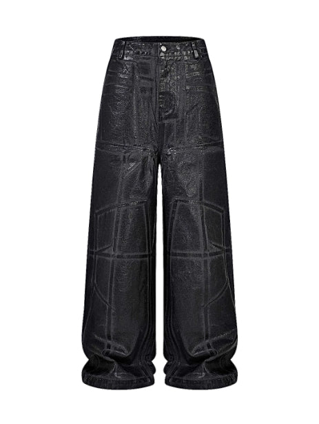 Pantalones Negros de Microfibra Elástica con Efecto Craquelado - Image 6