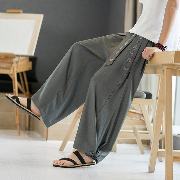 Pantalones Casuales con Bordado Artesanal Chino