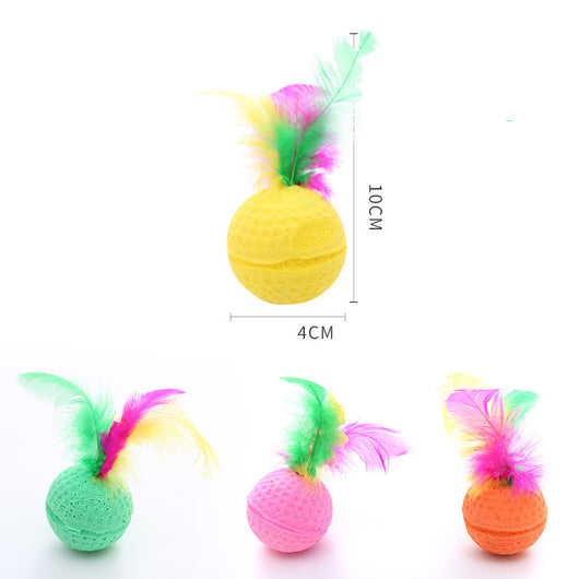Set of colorful two-tone foam cat toy balls, each 4cm in diameter, in various bright color combinations. - Image 7