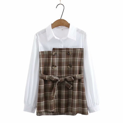 Camisa Cuadriculada de Manga Larga con Diseño Superpuesto - Image 3