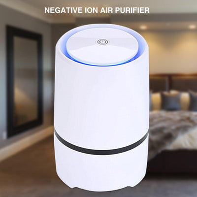 White cylindrical USB air freshener and ionizer with a black accent band, featuring a power symbol on top. - Image 5