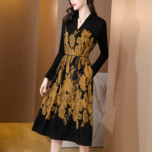 Vestido Largo Elegante de Terciopelo de Visón con Manga Larga Estilo Occidental - Image 10