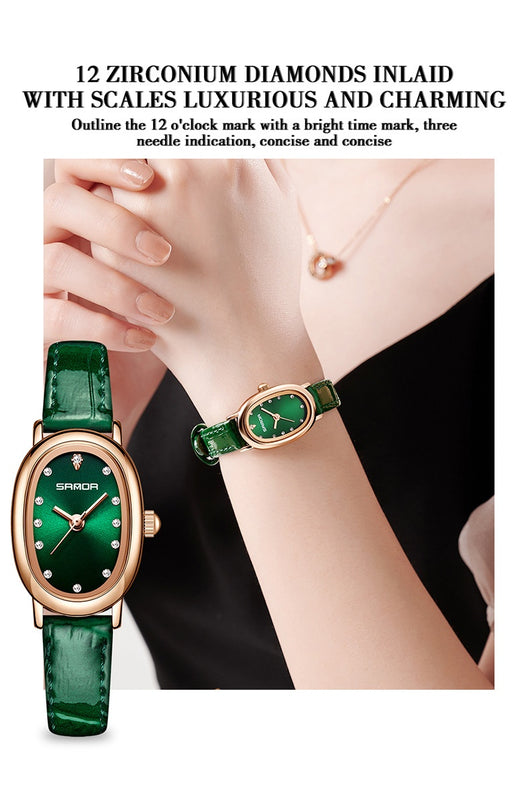 Reloj de Cuarzo para Mujer con Correa de Cuero y Acero Inoxidable Resistente al Agua - Image 14