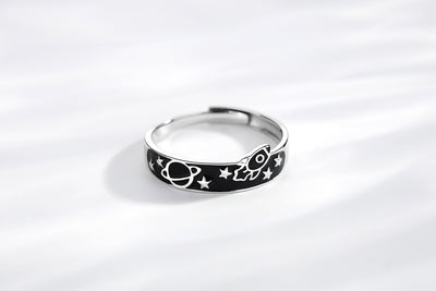 Anillo de Plata Esterlina Planeta Amor para Parejas