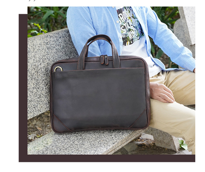 Maletín Portátil de Cuero Genuino Estilo Retro - Bolsa Ejecutiva Vintage - Image 9