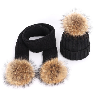 Conjunto de Gorro y Bufanda Infantil con Pompón de Piel Sintética - Image 10