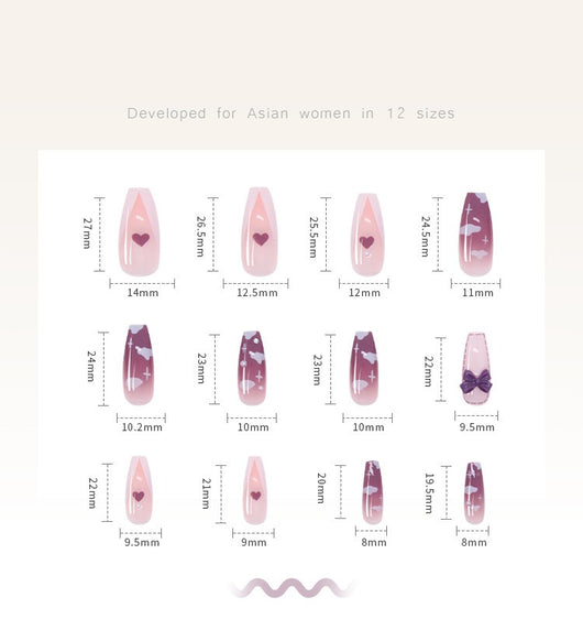 Uñas Postizas Adhesivas Degradado Púrpura Taro - Diseño Nebulosa Floral - Image 6