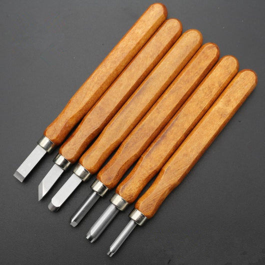 Set de 6 Cuchillos de Tallado en Madera Hechos a Mano con Mangos de Caoba - Image 4
