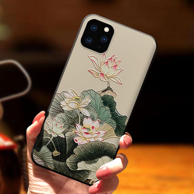 Funda Teléfono Flor de Loto Oriental con Pájaro - Image 2