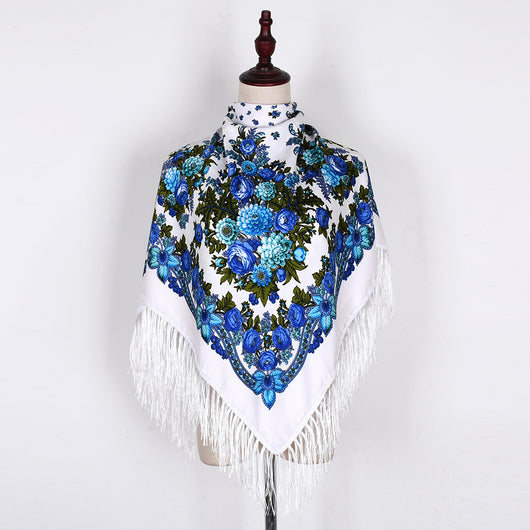 Pashmina Étnica con Flores Bordadas y Borlas - Image 7