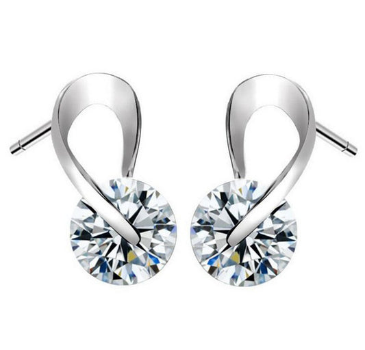 Aretes Espiral de Cristal Zircón Brillante
