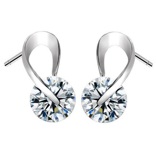 Aretes Espiral de Cristal Zircón Brillante