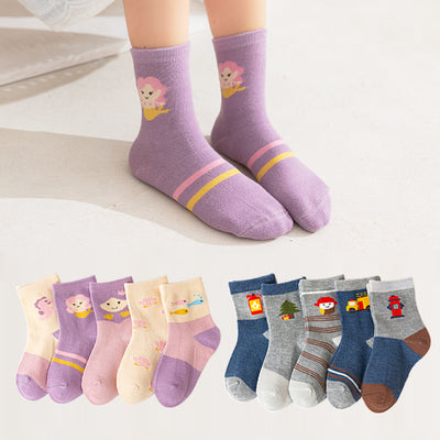 Calcetines Infantiles de Algodón con Diseños Animados - Calcetines Escolares Cómodos
