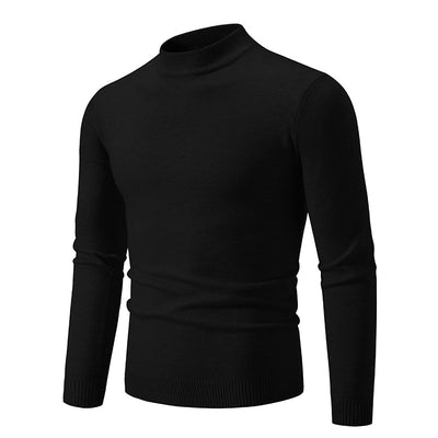 Suéter Cuello Redondo Hombre Invierno Ajustado Color Sólido - Image 8