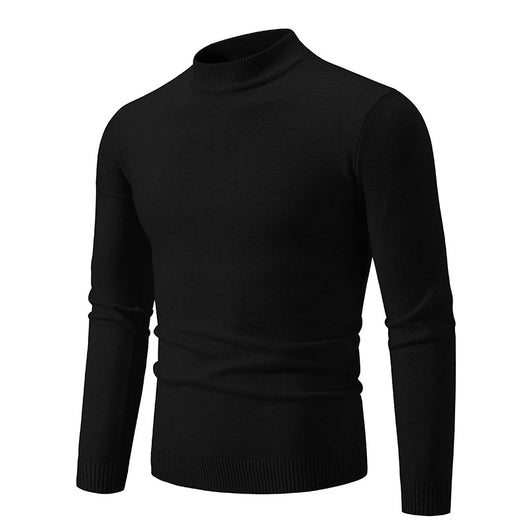 Suéter Cuello Redondo Hombre Invierno Ajustado Color Sólido - Image 8