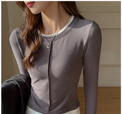 Blusa Elegante Cuello Redondo Falso Dos Cuerpos Premium para Mujer - Image 11