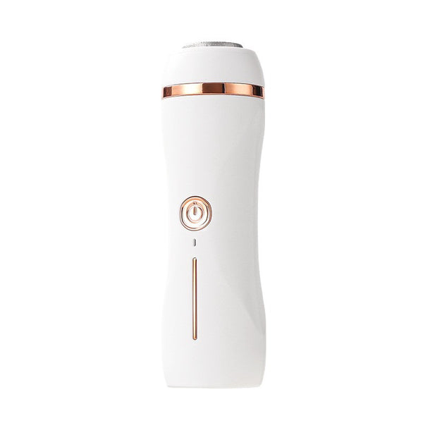Orange pink portable electric foot grinder with a matte finish and rose gold accents, featuring a power button and grinding head. - Image 6