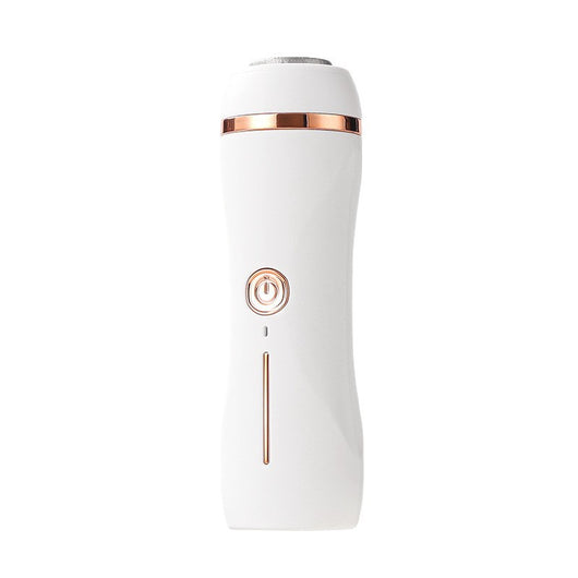 Orange pink portable electric foot grinder with a matte finish and rose gold accents, featuring a power button and grinding head. - Image 6