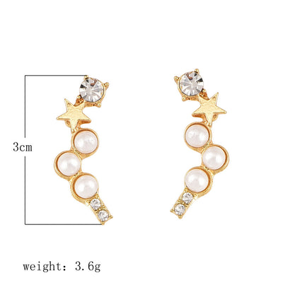 Arete Estrella de Cinco Puntas con Perlas - Image 4