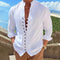 Camisa Casual Hombre Manga Larga Botones Retro Suelta