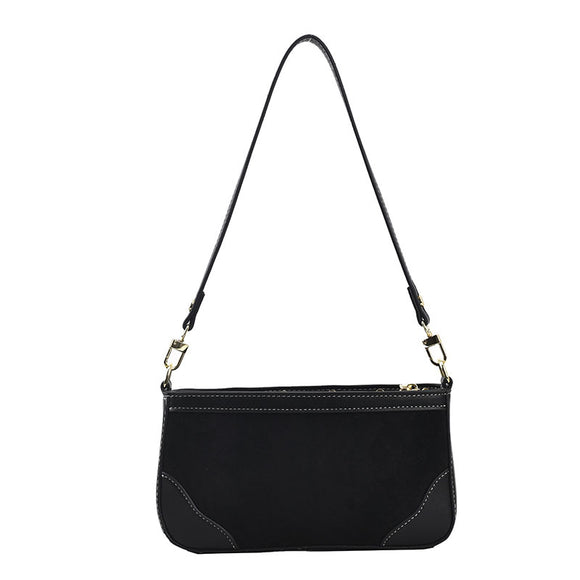 Bolso Bandolera Cuadrado PU con Bloqueo de Color y Cierre Largo
